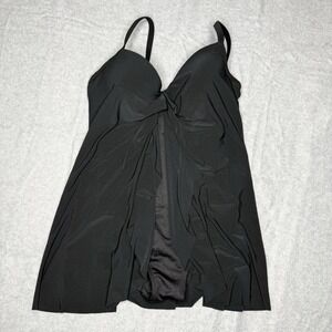 Miraclesuit‎ Black Swim Dress Drapey Stretch Womens Swimsuit See measurements